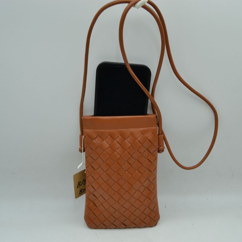 Woven Texture Vertical Phone Pouch Crossbody Bag with Cord Strap