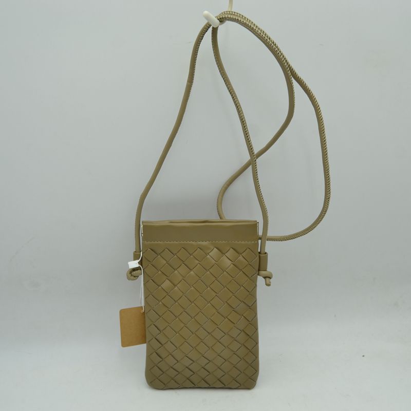 Woven Texture Vertical Phone Pouch Crossbody Bag with Cord Strap