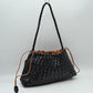 Woven Pouch Shoulder Bag with Braided Strap and Drawstring Closure