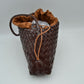 Woven Pouch Shoulder Bag with Braided Strap and Drawstring Closure