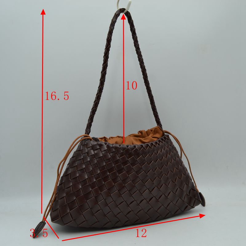 Woven Pouch Shoulder Bag with Braided Strap and Drawstring Closure