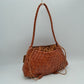 Woven Pouch Shoulder Bag with Braided Strap and Drawstring Closure