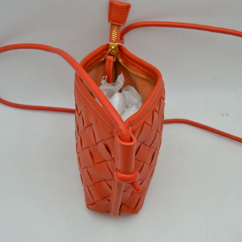 Woven Texture Small Crossbody Bag with Top Zipper and Cord Strap