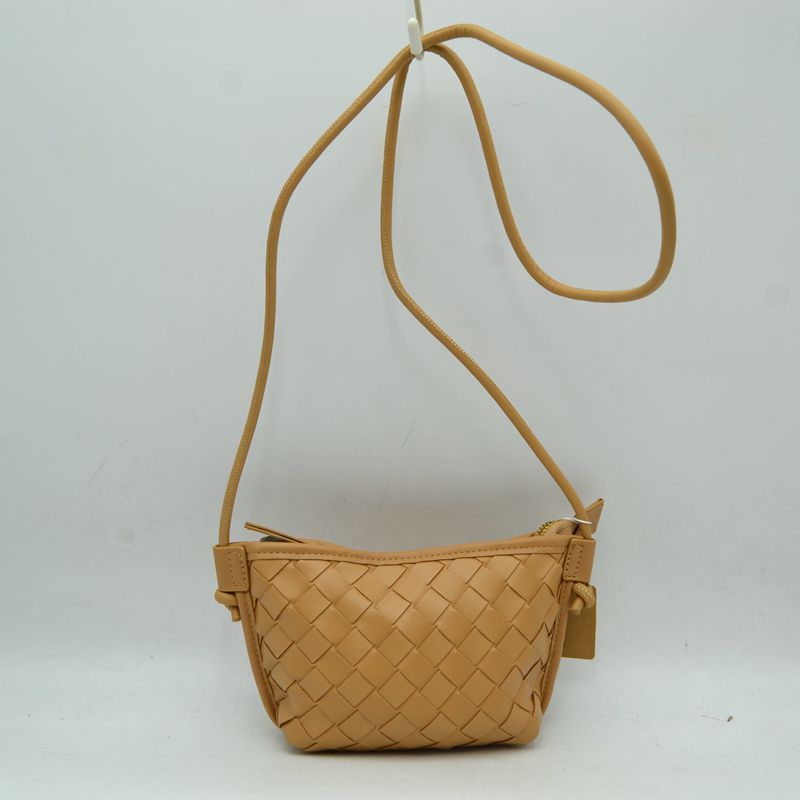 Woven Texture Small Crossbody Bag with Top Zipper and Cord Strap