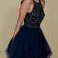 Nox Anabel B652 Short Dress Poofy A-Line Tulle Skirt Halter Neck