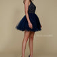LIQUIDACIÓN - Vestido corto Nox Anabel B652 con falda de tul acampanada (Talla Pequeña)
