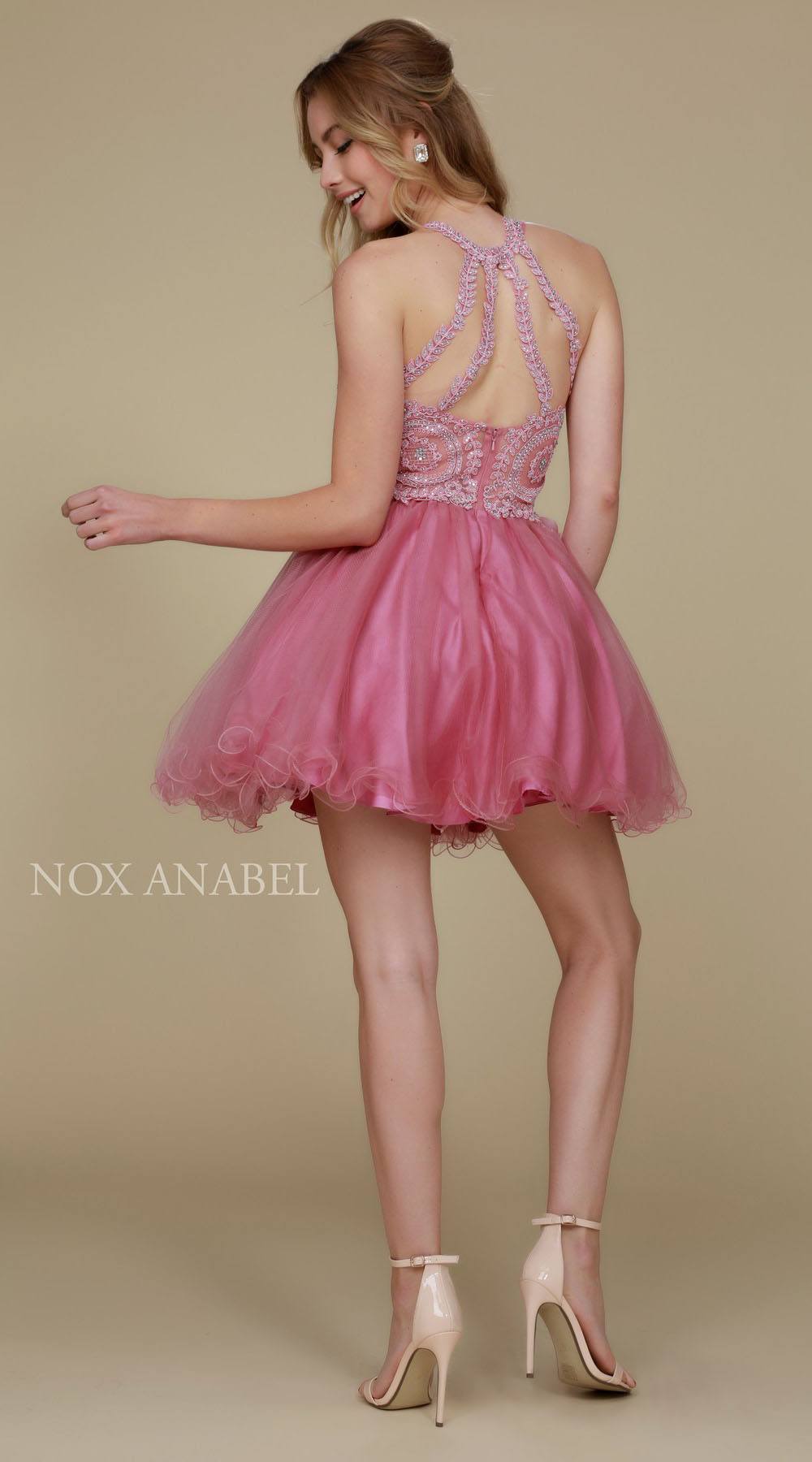LIQUIDACIÓN - Vestido corto Nox Anabel B652 con falda de tul acampanada (Talla Pequeña)