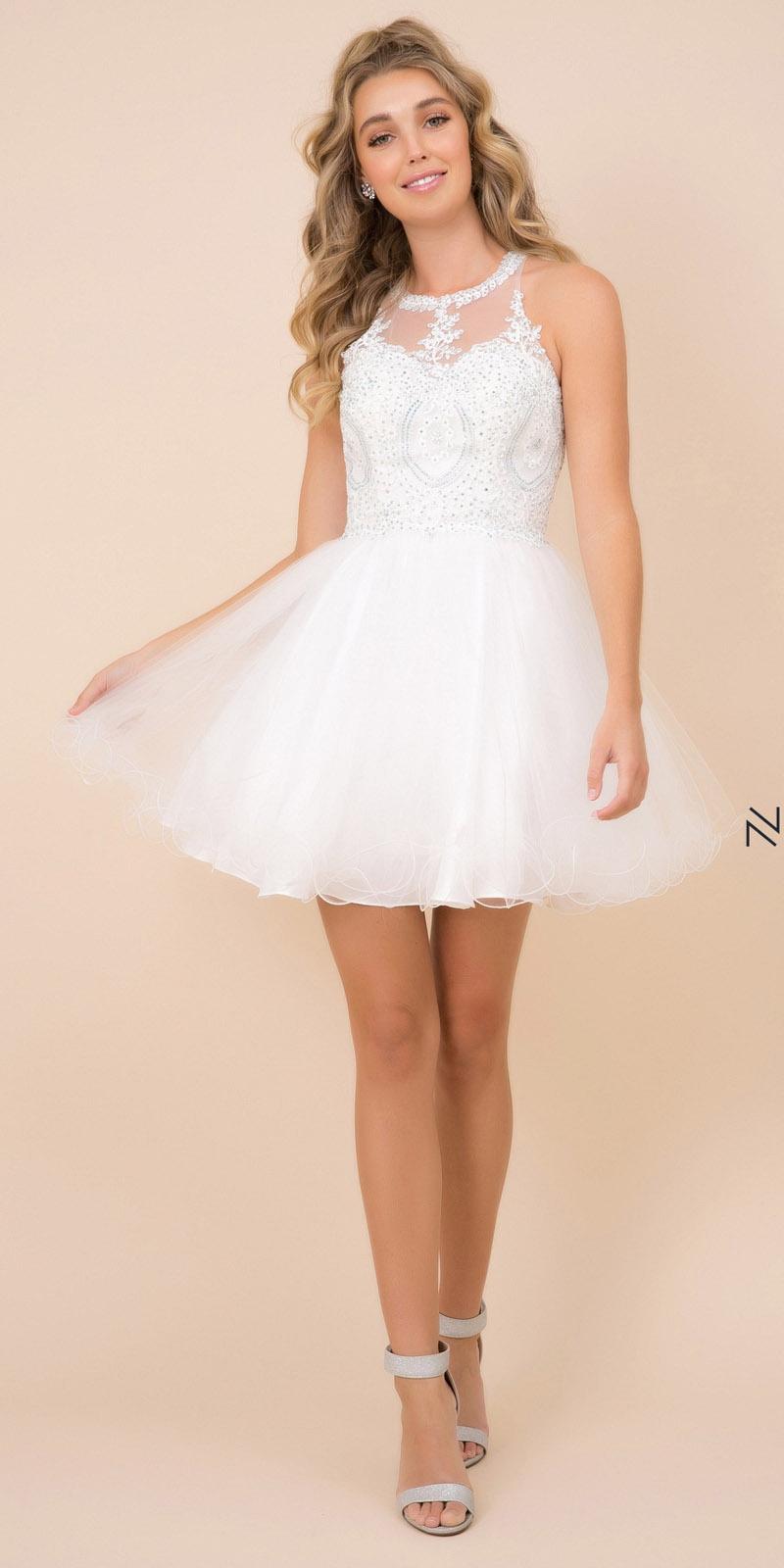 LIQUIDACIÓN - Vestido corto Nox Anabel B652 con falda de tul acampanada (Talla Pequeña)