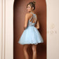 Nox Anabel B652 Short Dress Poofy A-Line Tulle Skirt Halter Neck