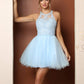 Nox Anabel B652 Short Dress Poofy A-Line Tulle Skirt Halter Neck