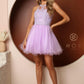 Nox Anabel B652 Short Dress Poofy A-Line Tulle Skirt Halter Neck
