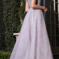 Cinderella Divine B704 Feathered Shoulder Tulle A-Line Ball Gown