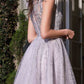 Cinderella Divine B704 Feathered Shoulder Tulle A-Line Ball Gown