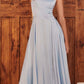 Ladivine B8402 Long Square Neck Pockets Satin A-Line Gown