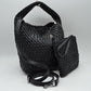Woven Hobo Bag with Integrated Top Handle and Matching Pouch