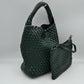 Woven Hobo Bag with Integrated Top Handle and Matching Pouch