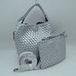 Woven Hobo Bag with Integrated Top Handle and Matching Pouch