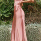 Cinderella Divine BD103 Satin Midi Length Dress High Side Split Cowl Neck