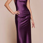 Cinderella Divine BD103 Satin Midi Length Dress High Side Split Cowl Neck