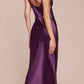 Cinderella Divine BD103 Satin Midi Length Dress High Side Split Cowl Neck