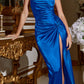 Cinderella Divine BD111 Long Satin Fitted Knot Gown with Slit