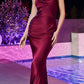 Ladivine BD7045 Long Satin Draped Back Dress Cowl Neckline