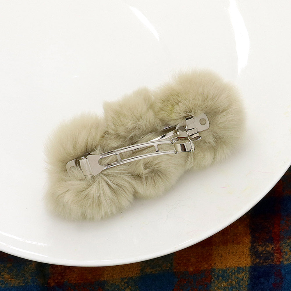 Faux Fur Triple Pom Pom Barrette
