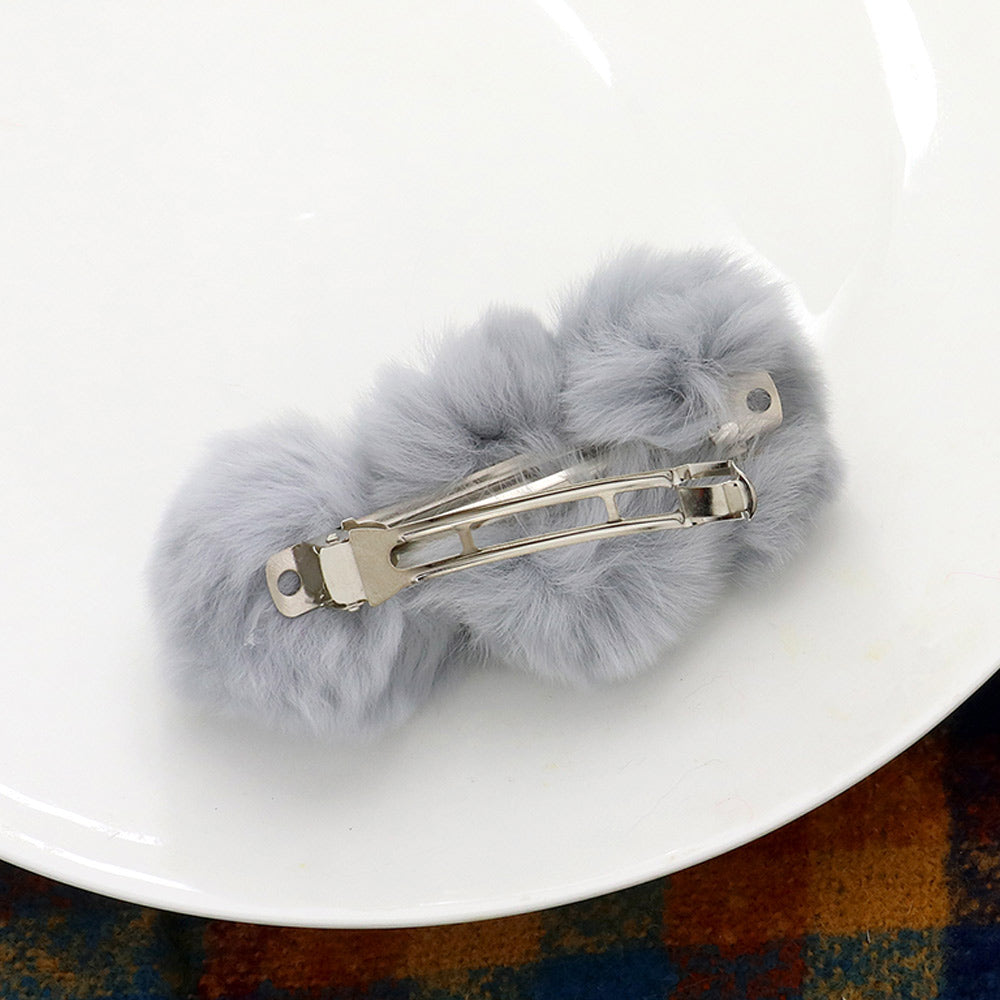 Faux Fur Triple Pom Pom Barrette