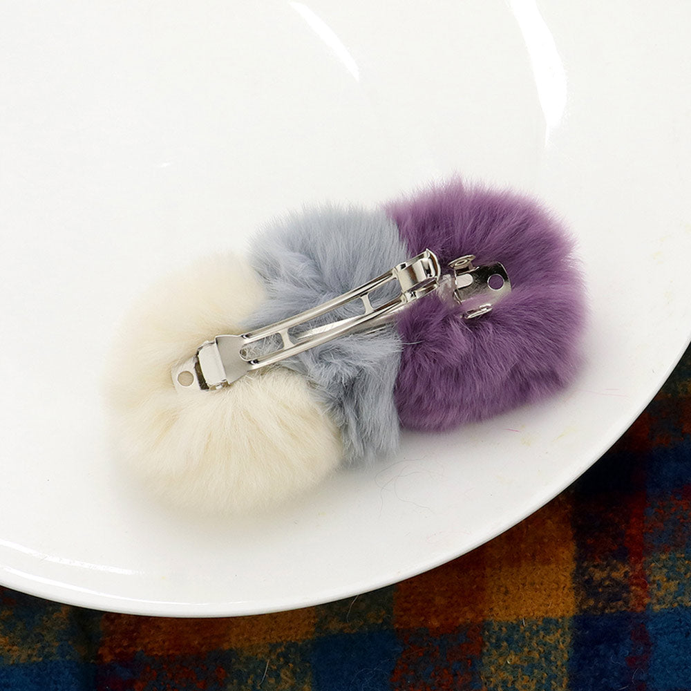 Faux Fur Triple Pom Pom Barrette