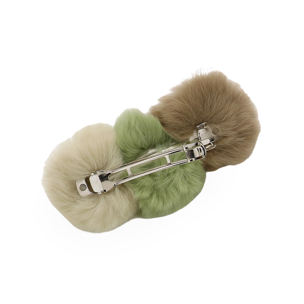 Faux Fur Triple Pom Pom Barrette