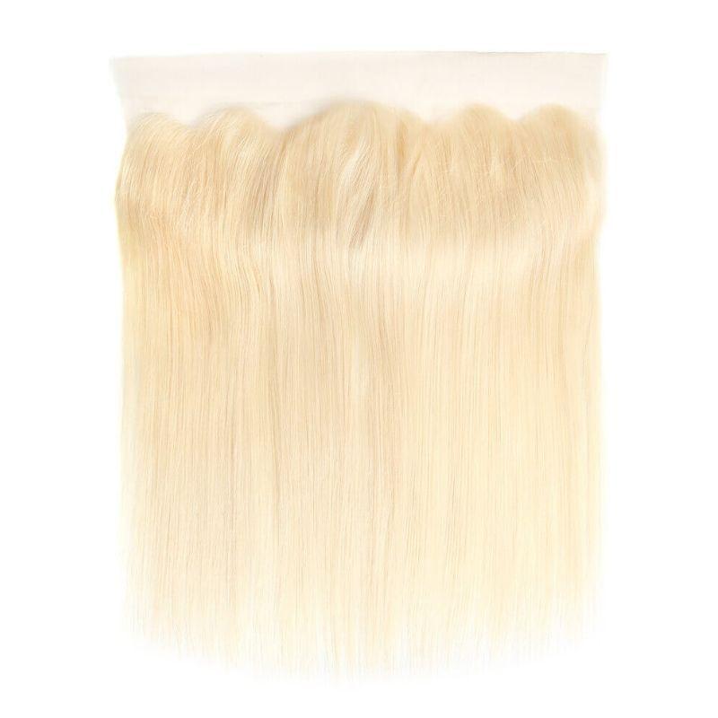 Frontal de cabello humano liso rubio con encaje transparente de 13x4