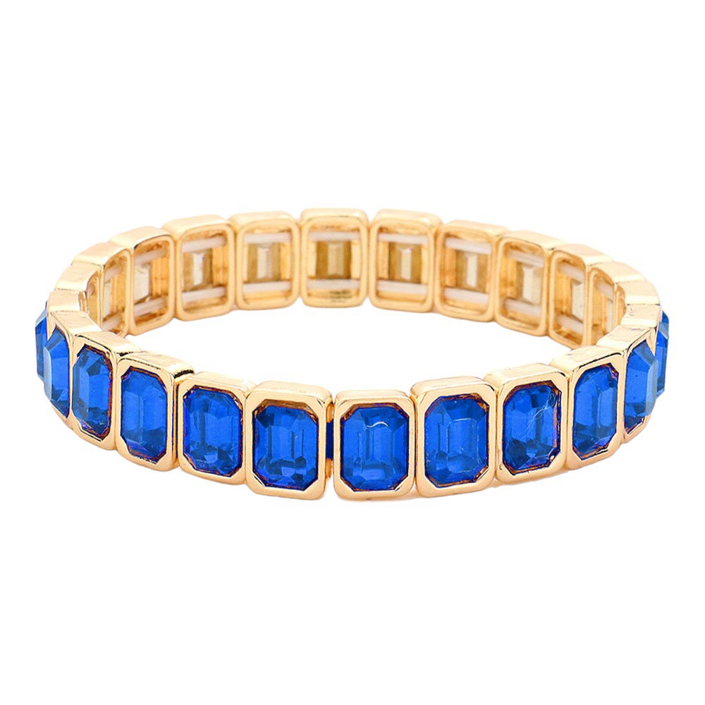 Women's Emerald Cut Stone Stretch Evening Bracelet 4th of July