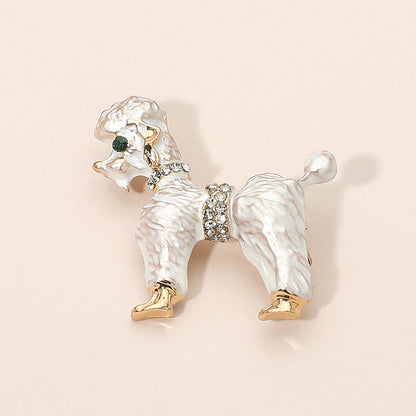Gold Dipped Enamel Poodle Dog Pin Brooch