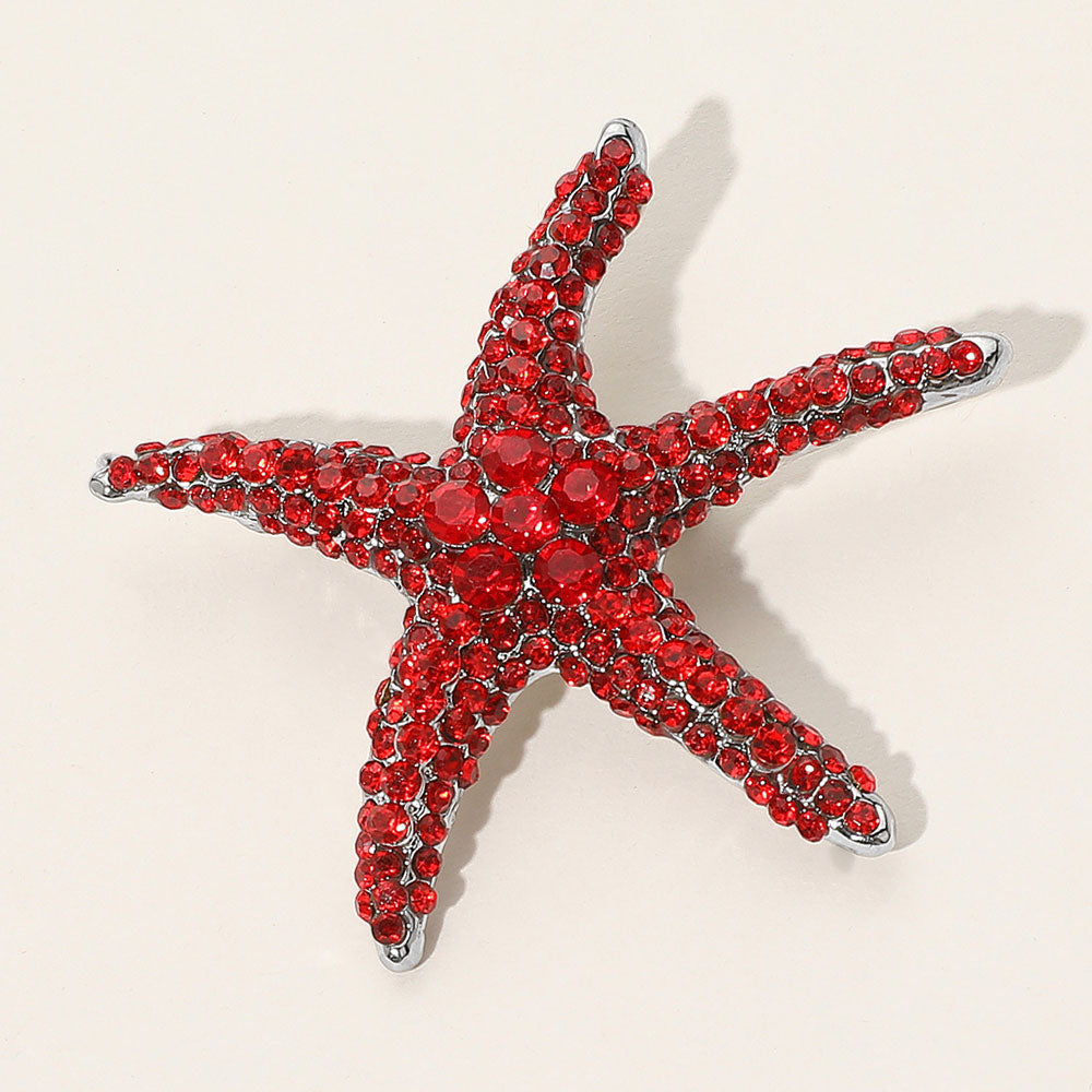 Stone Paved Starfish Pin Brooch