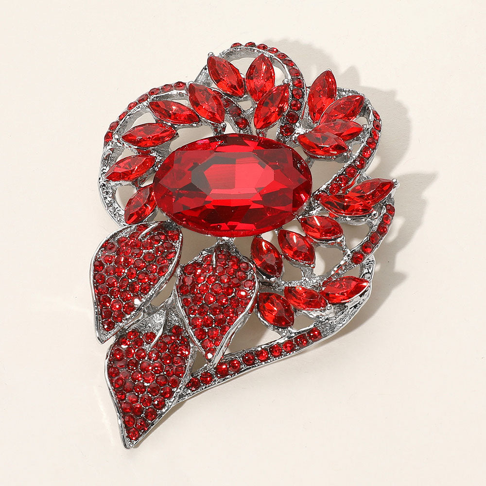 Glass Crystal Flower Stone Brooch / Pendant