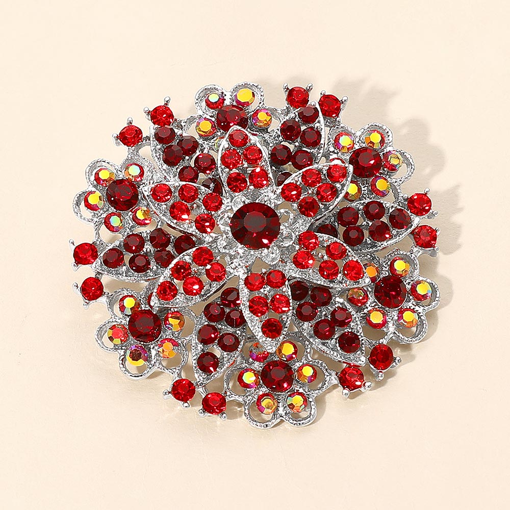 Vintage Floral Crystal Pin Brooch