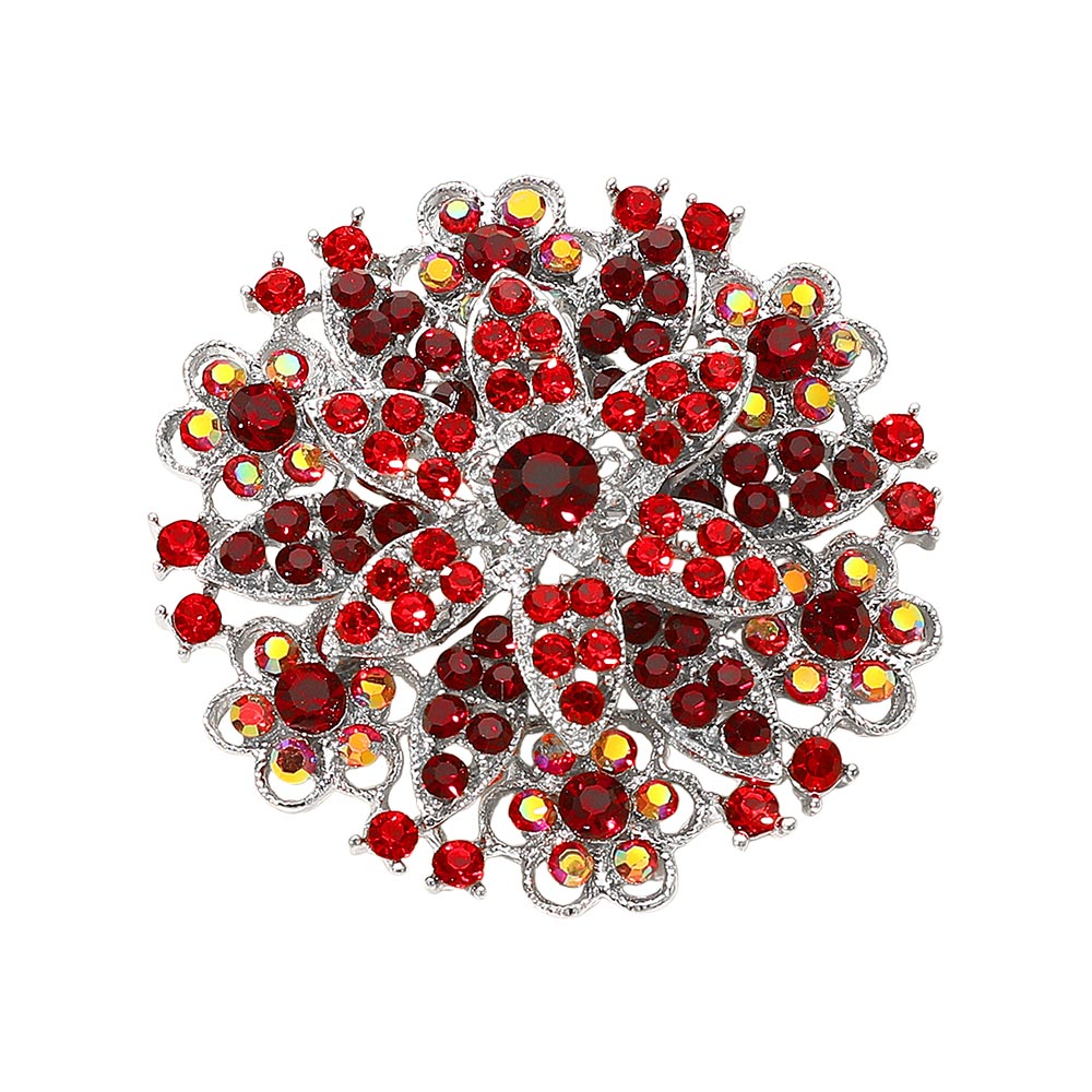 Vintage Floral Crystal Pin Brooch