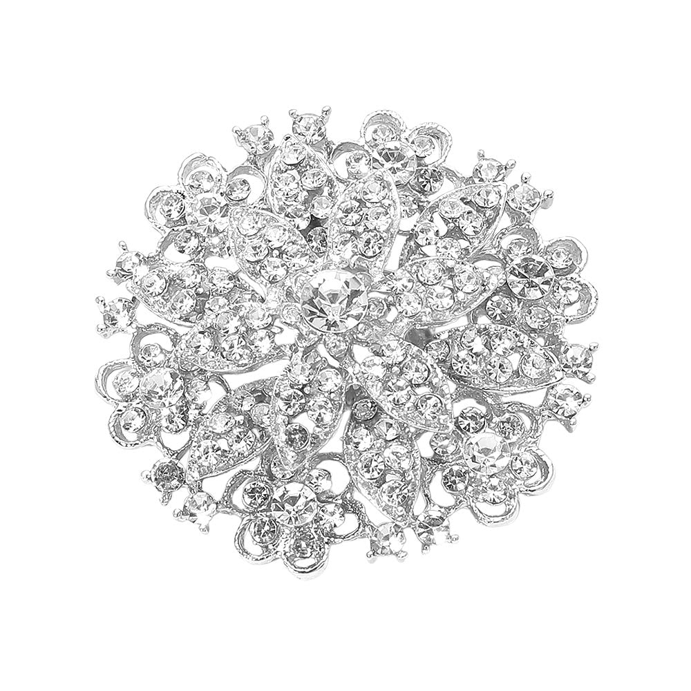 Vintage Floral Crystal Pin Brooch