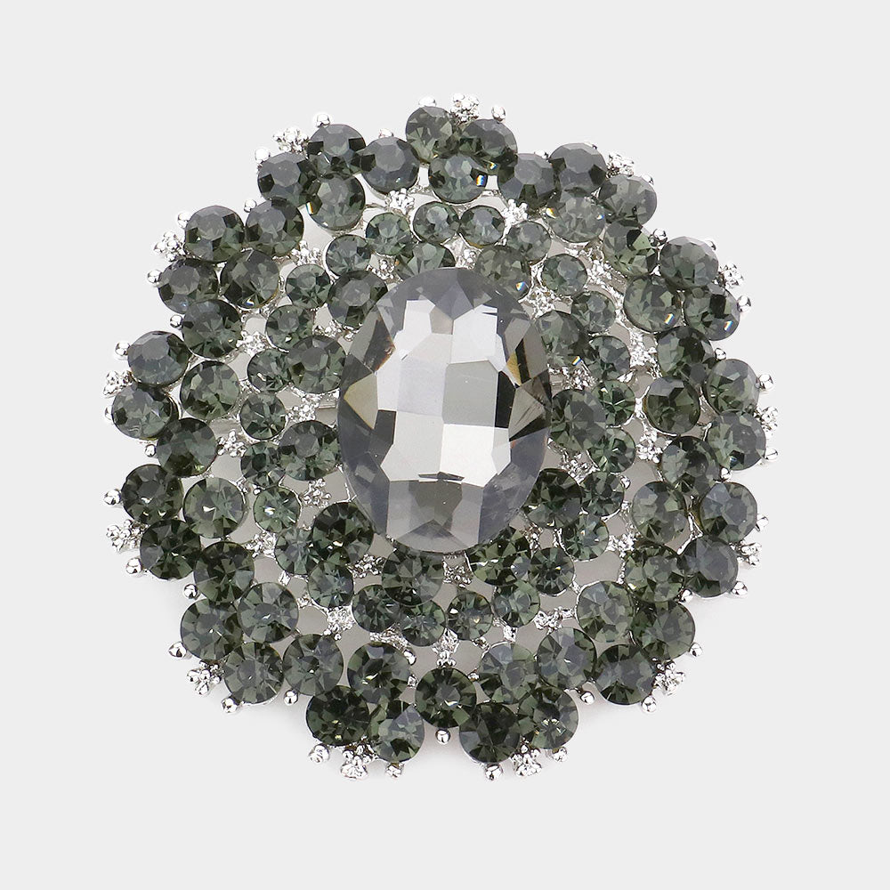 Oval Stone Centered Pin Brooch