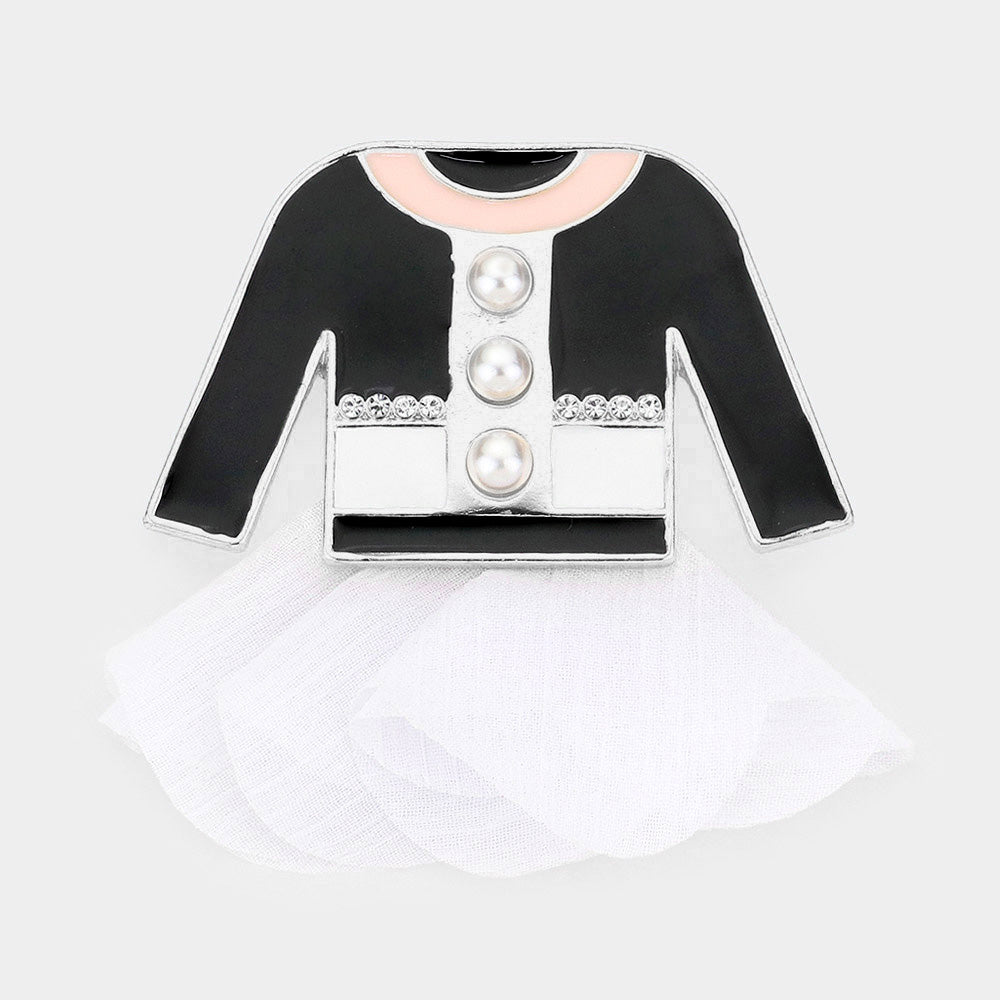 Triple Pearl Pointed Dress Pin Brooch