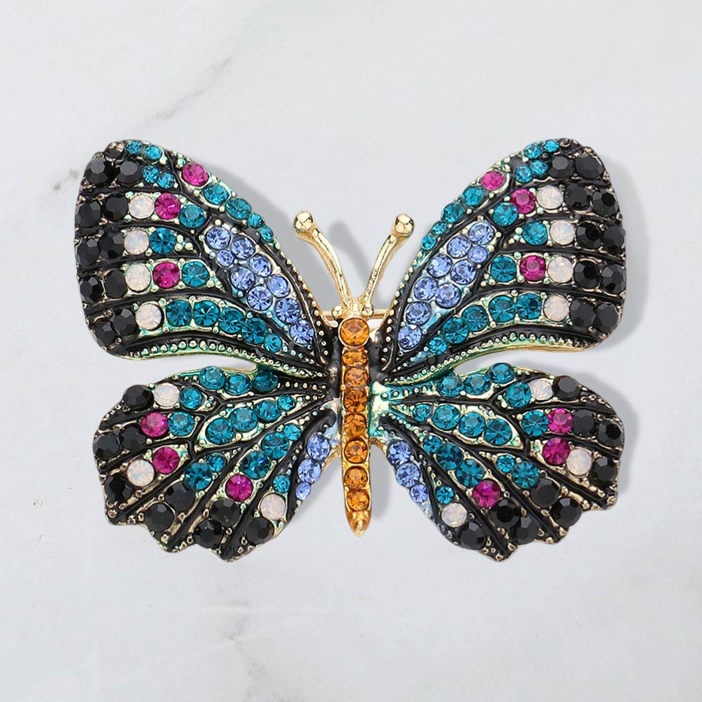 Rhinestone Pave Butterfly Pin Brooch