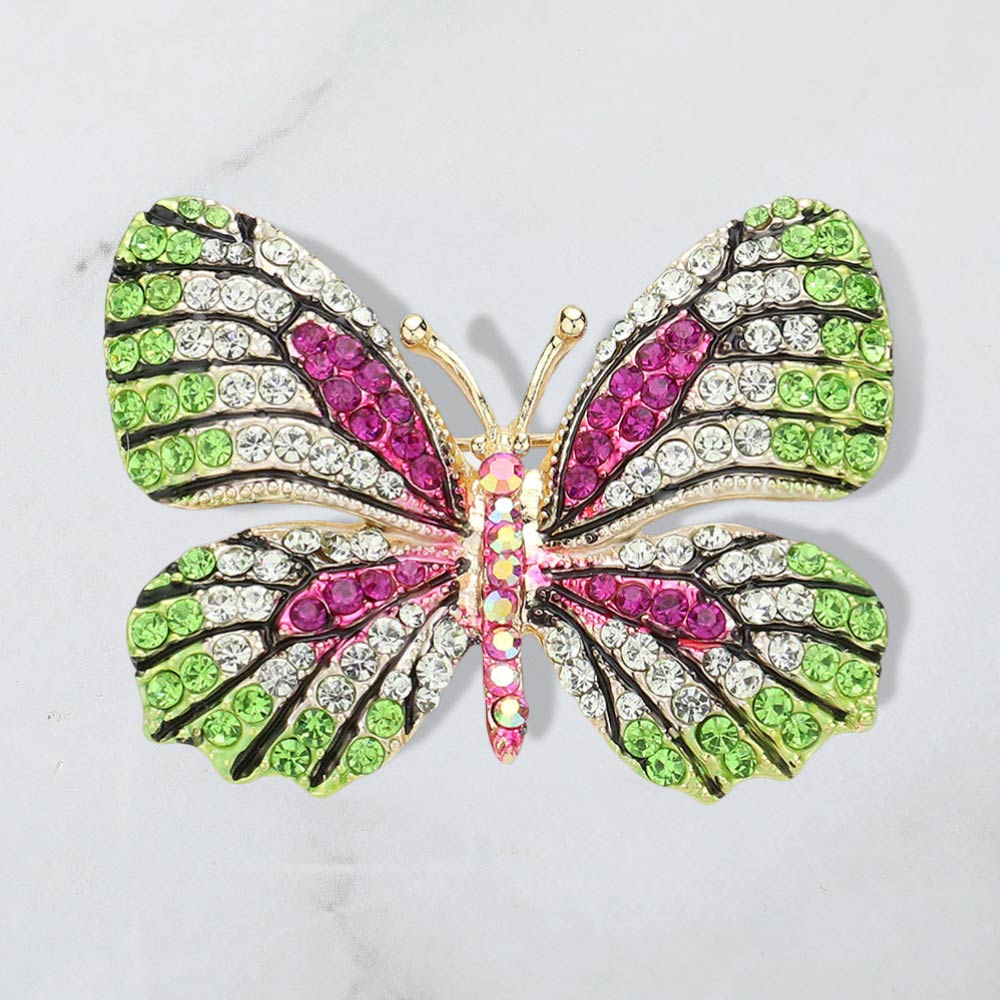 Rhinestone Pave Butterfly Pin Brooch