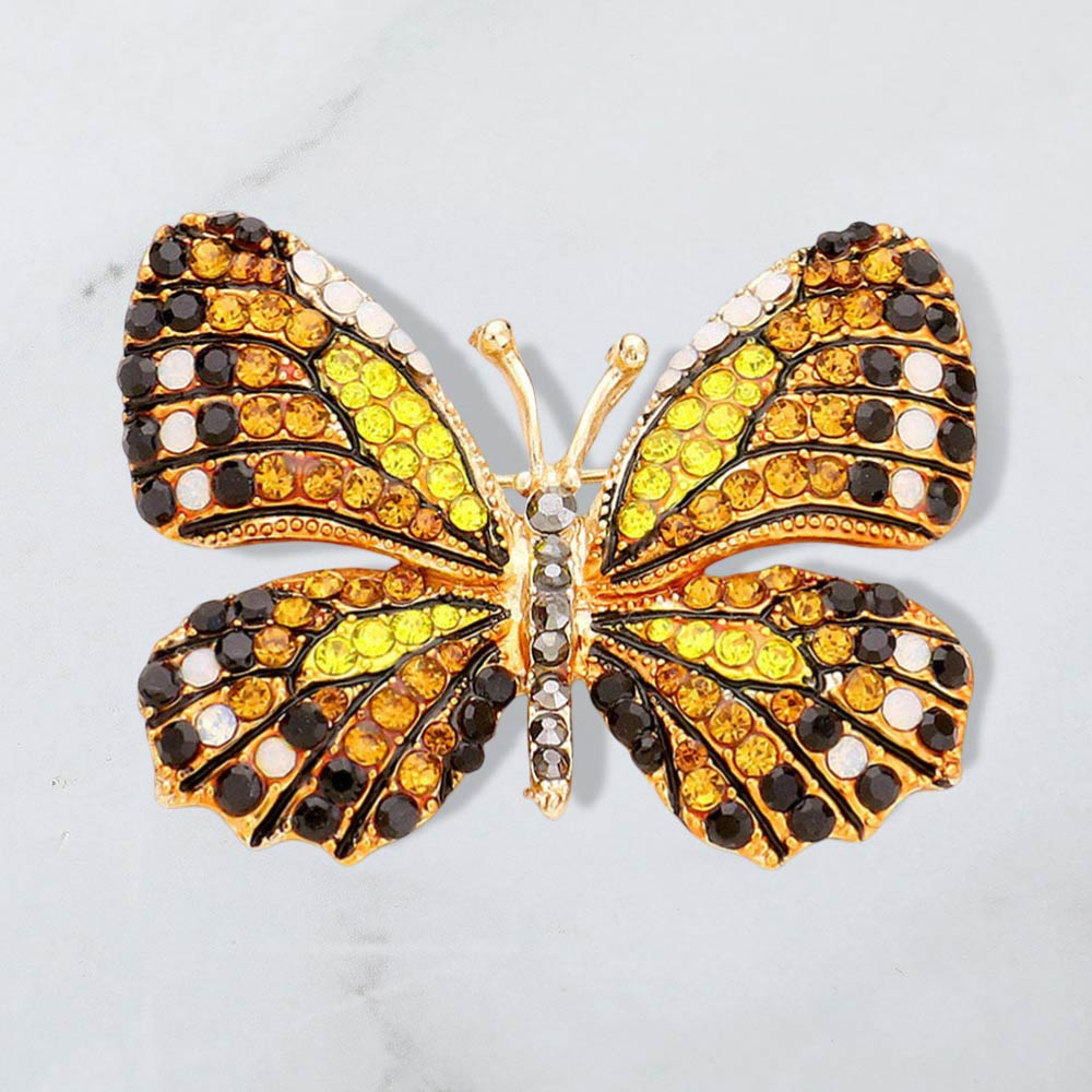 Rhinestone Pave Butterfly Pin Brooch