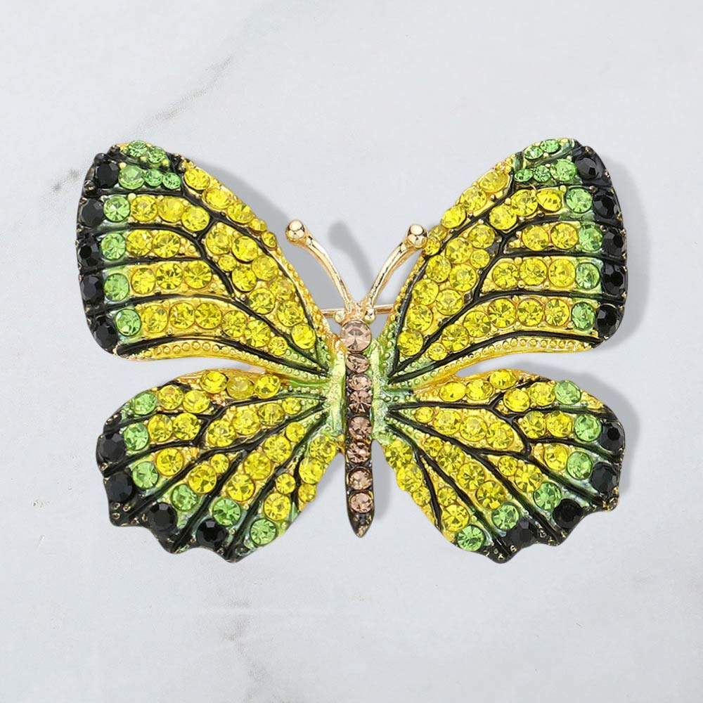 Rhinestone Pave Butterfly Pin Brooch