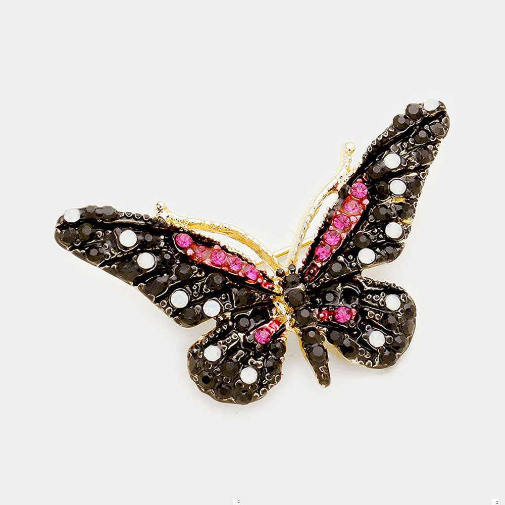 Crystal Rhinestone Pave Butterfly Pin Brooch
