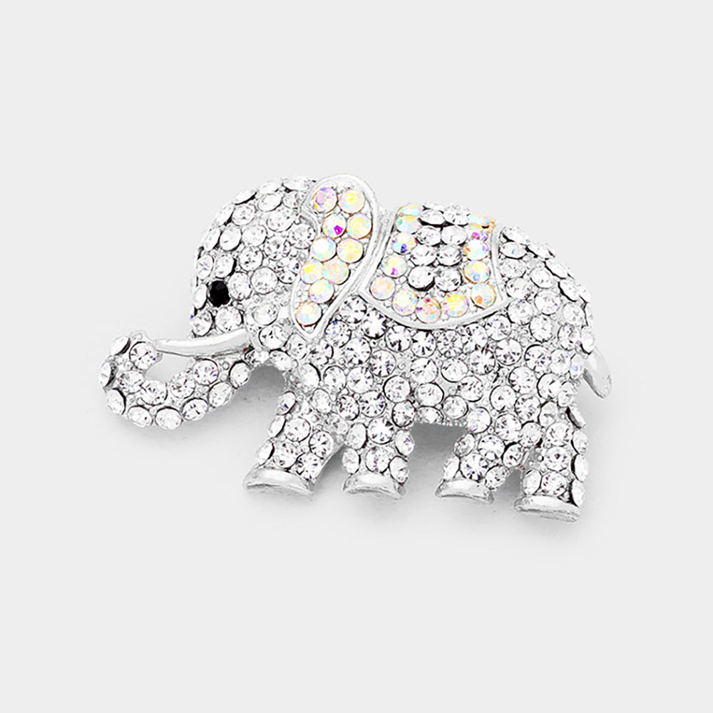 Stone Paved Elephant Pin Brooch