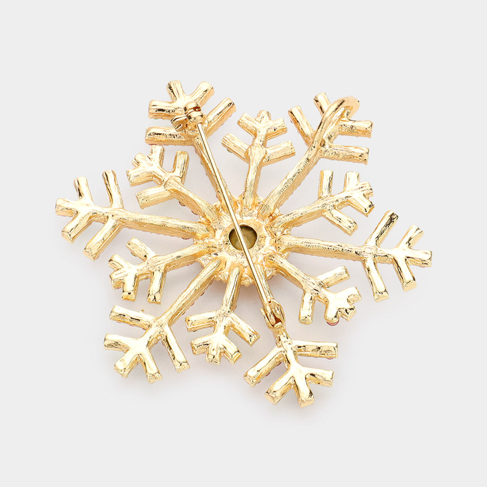 Crystal Pave Snowflake Pin Brooch