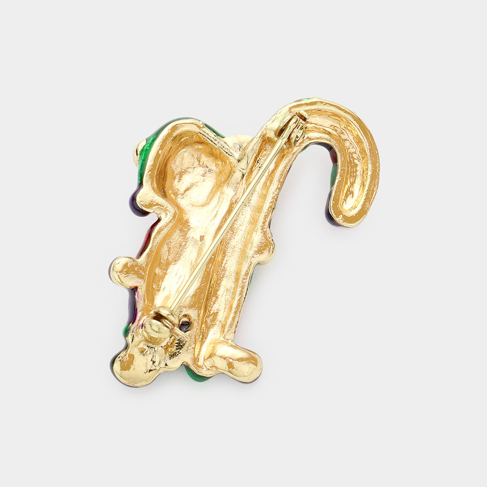 Bear with Christmas Candy Cane Pin Brooch