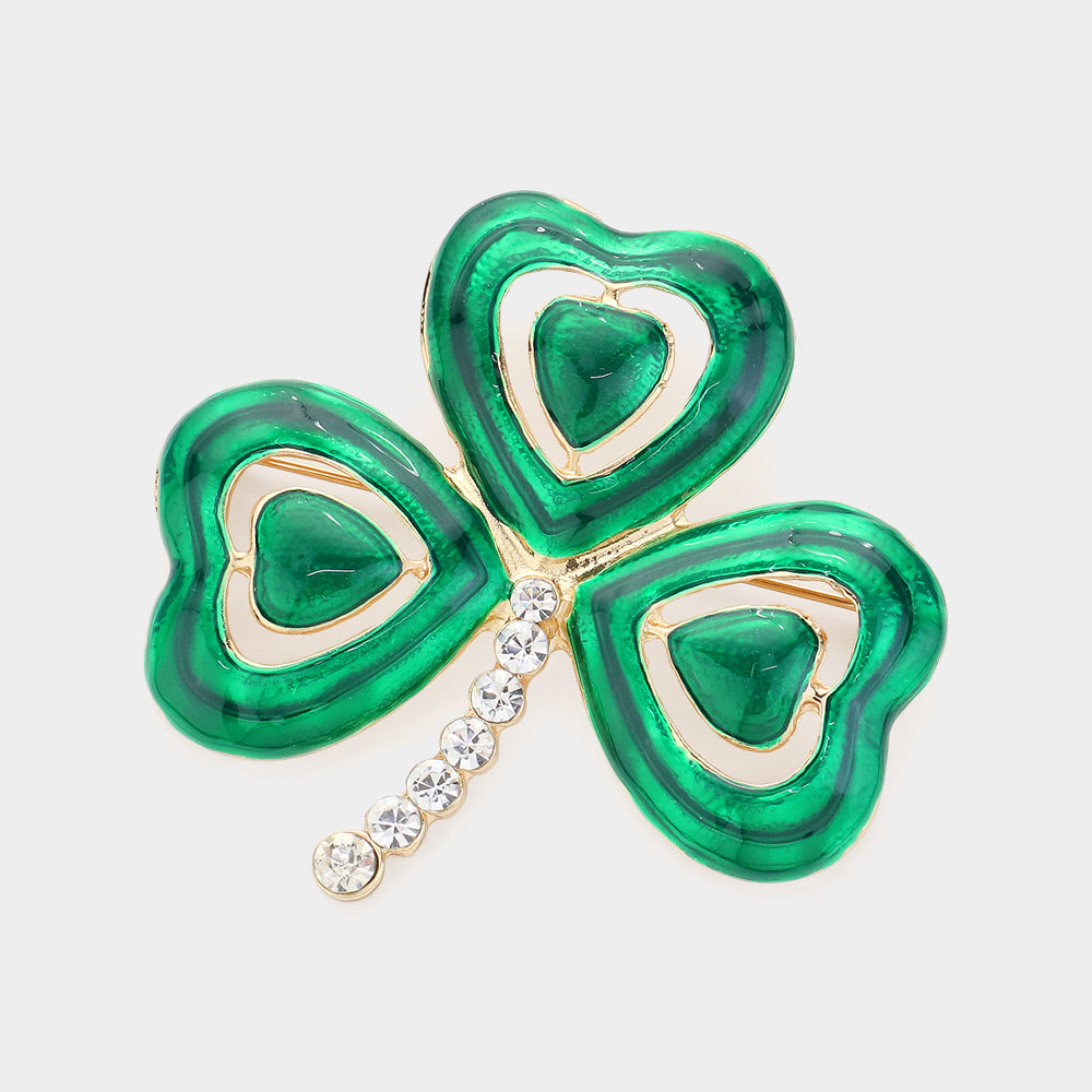 Lacquered Clover Brooch