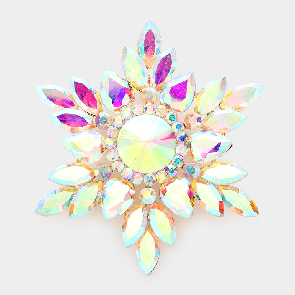Marquise Stone Cluster Pin Brooch